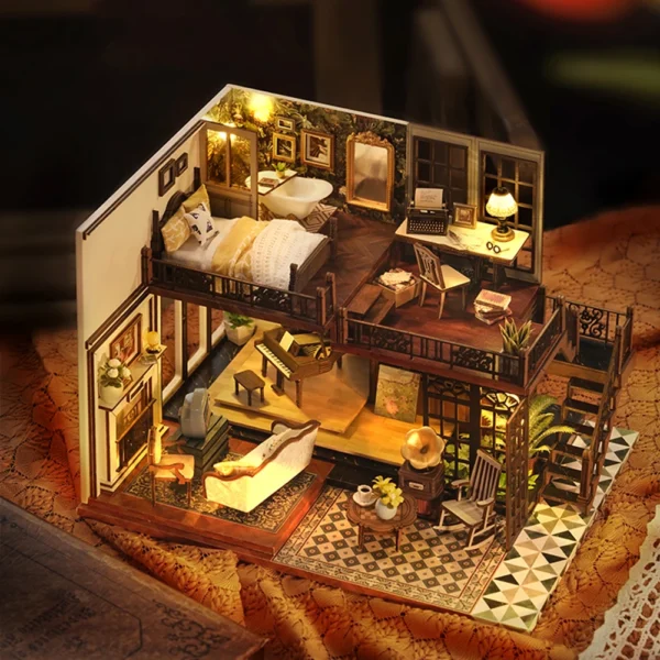 DIY Miniature Dollhouse Diorama Toys Kids Wooden Miniatures House Battery Powered Handmade Miniature Dollhouse Kit Birthday Gift - Image 4