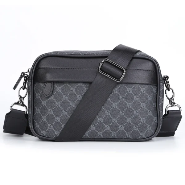 Casual Business Shoulder Bag for Men PU Leather Messenger Bag Wide Strap Crossbody Bags Square Plaid Designer Male Sling Bags