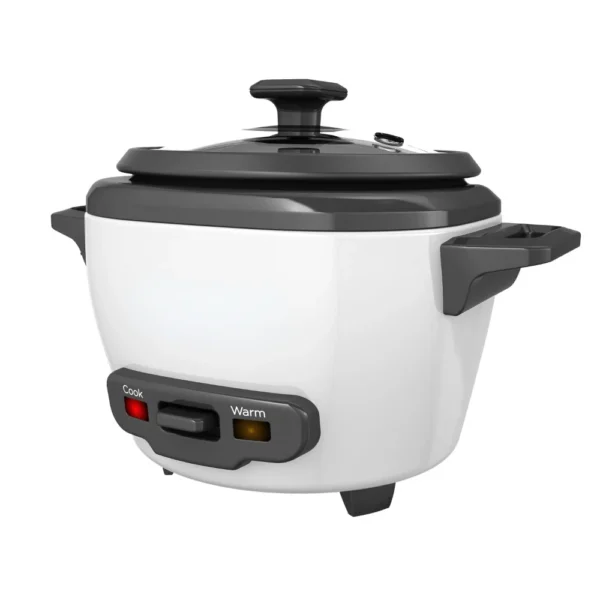 3-Cup Electric Rice Cooker with Keep-Warm Function, White