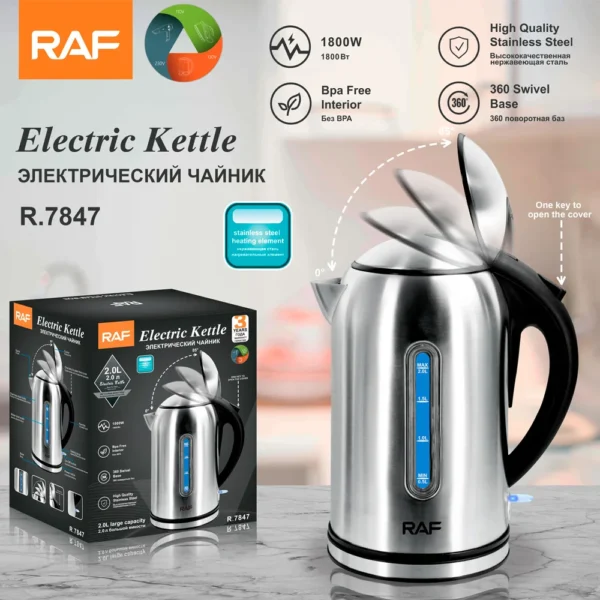 220V Electric Kettle 1.8L Household Kettle Anti Dry Burning Stainless Steel Kettle 1800W