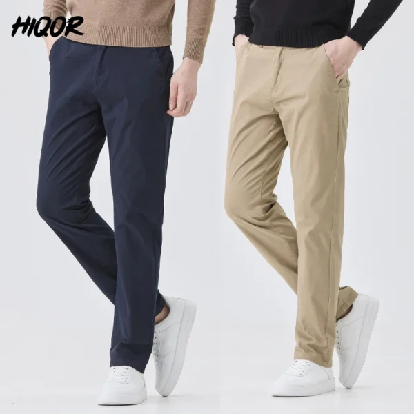 HIQOR Men's Clothing New In Elastic Straight Pants Business Casual Baggy Suit Pants Male Formal Trousers Solid Colors Size 38 40