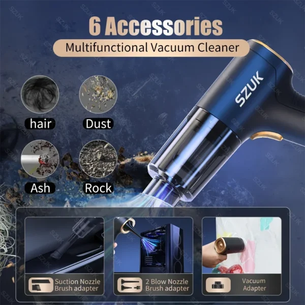 Car Vacuum Cleaner 98000PA Powerful Cleaning Machine Car Cleaner Wireless Portable Mini Vacuum Cleaner for Home Appliance - Image 5