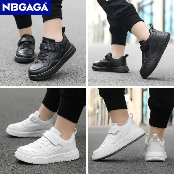 Children Sneaker Boys Casual Shoes Black Leather Flat Student Walking Shoes Non-slip Girl Lightweight Sports Tennis Footwear - Image 4