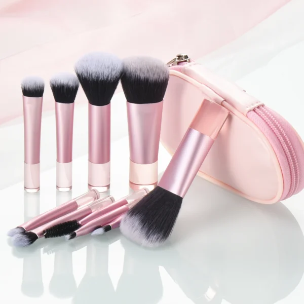 10Pcs Mini Makeup Brush Set with Storage Bag, Versatile Soft Travel Brushes with Soft Bristles & Comfortable Grip for Beginners, - Image 4