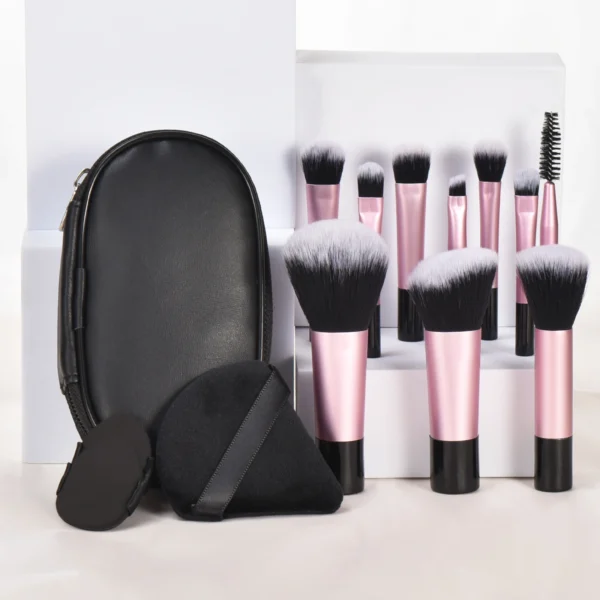 10Pcs Mini Makeup Brush Set with Bag, Versatile Soft Travel Brushes with Soft Bristles & Comfortable Grip for Beginners, - Image 2