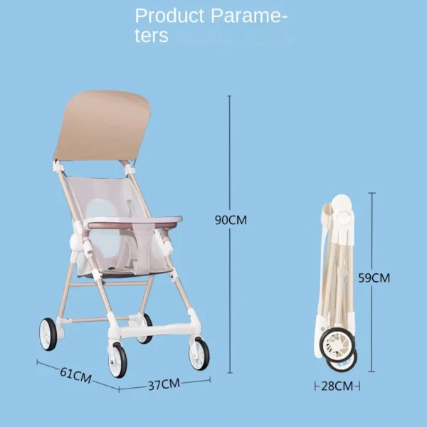 Children's Pocket Car 3-6 Years Old can Sit and Lie Down Lightweight Folding Stroller Dinner Plate Four-wheeled Baby Strollers - Image 3