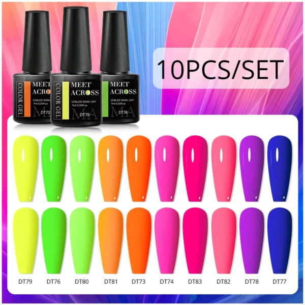 MEET ACROSS 10Pcs/Set Purple Nude Series Gel Nail Polish Summer Simple Nail Art Varnish Semi Permanent UV Gel Manicure Kits - Image 3