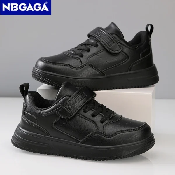 Children Sneaker Boys Casual Shoes Black Leather Flat Student Walking Shoes Non-slip Girl Lightweight Sports Tennis Footwear