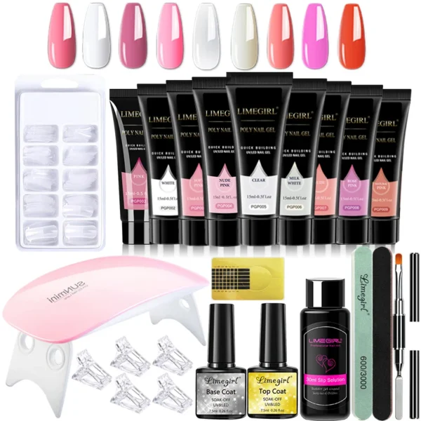 limegirl 15ml Extension Nail Gel Set 6W LED Lamp Full Manicure Set Finger Extend Mold Nail Kit All For Quick Extension Tool Kit