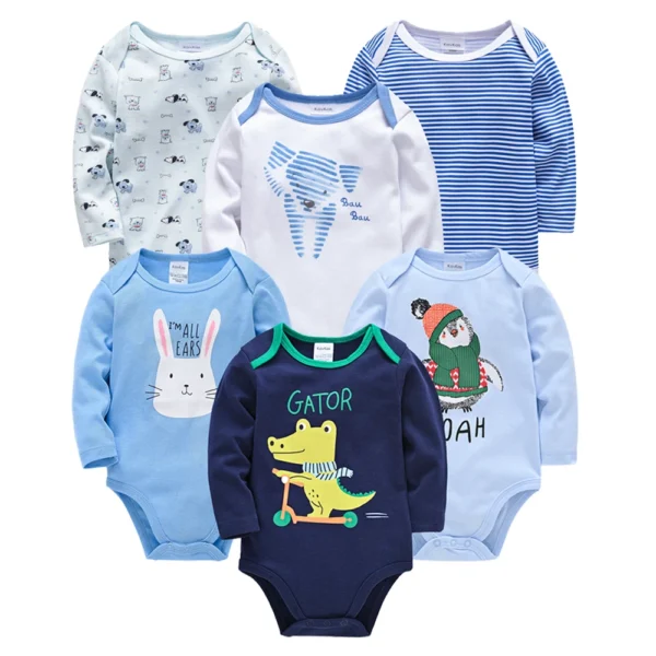 Kavkas Baby Boys Girls Bodysuit 6 PCS 3 PCS Long Sleeve 100% Cotton Baby Clothes 0-12 months Newborn body bebe Jumpsuit Clothing - Image 5