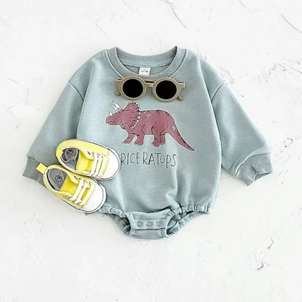 0-18M Baby Clothes Infant Bodysuits & One-pieces Cartoon Dinosaur Print Sweatshirt Romper Autumn Baby Boy Clothes Newborn Girl - Image 5